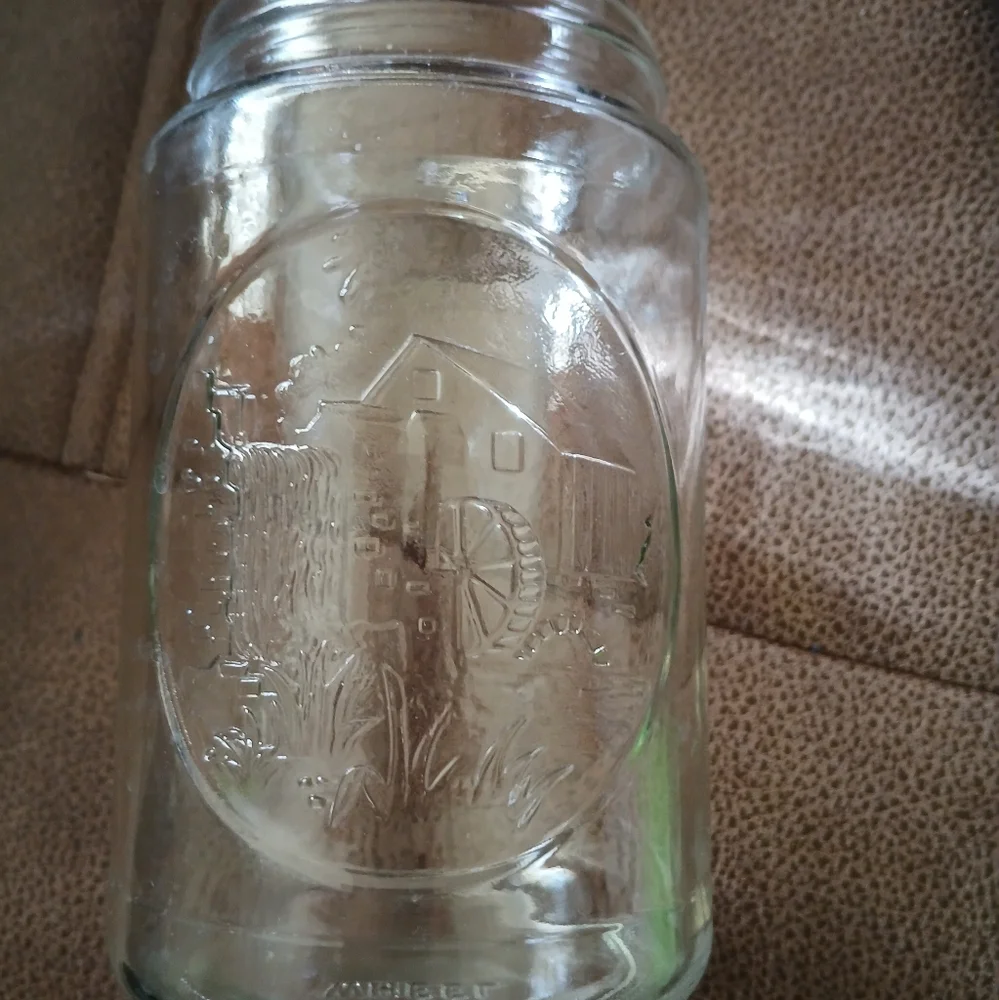 Vintage 1970s Glass Tang Jar with Orange Lid Wheel